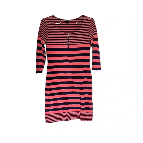 Allison Brittney Pink Navy Striped Knee Length Women’s Dress Small - Picture 1 of 12